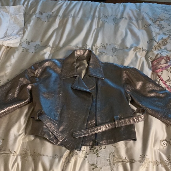 Bronze Gold Leather 1980s Glam Rock Leather Jacket - Picture 13 of 14